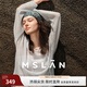 MSLAN淡月朦朧 鉤花鏤空 法式藍(lán)色針織罩衫慵懶落肩淡人套衫25夏 冰灰藍(lán) S