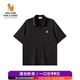 William fox&sons新復(fù)古回潮萊賽爾冰涼科技纖維法式V領(lǐng)親膚休閑刺繡狐貍頭POLO男 黑色 2XL