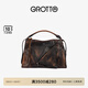 GROTTO個樂翻領(lǐng)包焦木棕復(fù)古真皮大容量通勤手提單肩斜挎包禮物 焦木棕 S