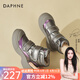 達(dá)芙妮雪地靴女鞋加絨加厚冬季女鞋2025新款魔術(shù)貼厚底御寒大棉鞋女 灰紫色 37
