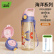 哇愛(ài)孕產(chǎn)婦ppsu吸管杯專(zhuān)用防摔吸嘴耐嚼不漏水耐高溫刻度水杯學(xué)生 海洋系列【杯+背帶+刷+蓋】 600ml