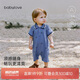 babylove嬰兒短袖連體衣夏季薄款衣服寶寶運動哈衣爬服polo襯衫外出服夏裝