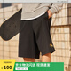 李寧防曬短衛(wèi)褲男夏季跑步健身純色簡(jiǎn)約刺繡寬松休閑慵懶運(yùn)動(dòng)短褲 【小LOGO棉質(zhì)】黑色-1 XL