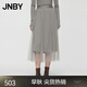 JNBY/江南布衣春夏半身裙休閑風琴排褶浪漫多層輕盈網(wǎng)紗A型5O6D14530 261/灰卡其 M