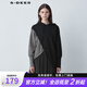 S.DEER圣迪奧女裝2023年春秋上衣打底衫連帽不規(guī)則休閑針織衫S221Z3515 黑色/91 XL 175
