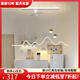 黑控餐廳吊燈北歐輕奢創(chuàng)意360度旋轉(zhuǎn)搖頭吊扇燈簡約現(xiàn)代個性客廳led燈 全白【120CM】無極+精靈