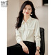 她享長(cháng)袖襯衫女緞面通勤襯衣職場(chǎng)穿搭設計感百搭上衣小衫 T143C2026