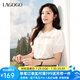 lagogo米白色系帶蕾絲衫女拉谷谷2025夏季新款法式設(shè)計(jì)感短袖上衣 米白色 M