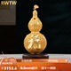 RWTW花絲琺瑯銅葫蘆擺件客廳電視柜裝飾品搬家禮物喬遷新居禮品 金絲葫蘆-帶底座12*12*28CM