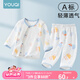 優(yōu)奇寶寶夏季套裝嬰兒夏裝空調(diào)服長(zhǎng)袖衣服薄款分體兩件套睡衣家居內(nèi)衣 【薄，后背網(wǎng)眼】冰冰藍(lán) 80