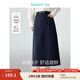 茵曼（INMAN）復古通勤開(kāi)叉半身裙女2025夏季百搭舒適全棉中長(cháng)A字裙子 深藍色 M