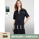 ELLE法式藏青色翻領(lǐng)亞麻收腰連衣裙女2025夏季新款萊賽爾天絲長裙 藏青 M
