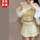 恬飾泳衣女25年新款游泳沙灘海邊泡溫泉保守顯瘦女士裙式遮肉帶罩衫 泳衣女【黃色三件套】 均碼 【建議80-115斤】