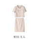 Miss DG 高級感小香風(fēng)套裝裙女2025夏季新款減齡短袖半身裙兩件套 套裝 S
