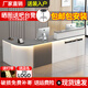 燕子高飛辦公司前臺桌迎賓接待臺店鋪酒店商用機構(gòu)大廳柜臺子 白色+灰色格柵【右拐角】 260*60*100cm