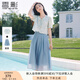 香影夏日絕美小套裝裙女2025夏季新款萊賽爾天絲藍(lán)色半身裙兩件套 航線藍(lán) S 155/80A/85-95斤
