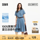 森馬（Semir）森柔牛仔|牛仔連衣裙女收腰翻領港風2025夏季新款涼感中長裙 牛仔藍灰88401 M 160/84A