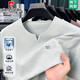 皮爾卡丹（pierre cardin）2025新款男士純棉v領短袖T恤純色雞心領半袖夏裝潮流韓版薄款上衣 淺灰 XL 推薦【130-155斤】