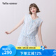tutuanna睡衣女夏季棉透氣公主風(fēng)菱形格無袖短褲家居服兩件套裝 淡藍(lán)色 均碼 160/84A
