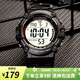 卡西歐（CASIO）手表男十年電力 戶外運動男表 多功能石英學生手表學生表考試表 AE-1500WH-1A 黑色正顯