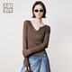 美洋（MEIYANG）奶皮T恤 萊賽爾桑蠶絲混紡_水面膜簡約百搭顯瘦上衣 咖色  2XL 