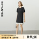 顏域短款波點連衣裙女2025夏季新款名媛氣質收腰顯瘦拼接魚尾裙子 黑白點 XL