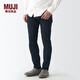 無印良品（MUJI）男式 橫豎彈力牛仔 緊身褲  褲子 長褲 休閑褲丹寧回潮AEA53A2S 深藏青色 30inch