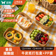 雙槍?zhuān)⊿uncha）一次性餐盒打包飯盒食品級帶蓋牛皮紙露營(yíng)野餐水果盒 750ml*20套