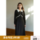 獨束大碼女裝Polo領(lǐng)休閑運動風(fēng)連衣裙女春季新款微胖mm遮胯顯瘦裙 黑色-長款 L