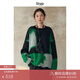 旅途原品（ltyp）羊毛馬海毛幾何撞色提花毛衣/開衫寬松針織衫女秋季 套頭毛衣-幻彩綠(預計7-10天) S