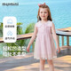 MQDMINI童裝女童連衣裙夏季兒童無(wú)袖紗裙波浪翻領(lǐng)中小童公主裙 格紋粉格