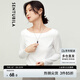 尚都比拉春秋一字領(lǐng)上衣顯瘦長袖t恤女寬松高級感內(nèi)搭打底衫 云白 M 