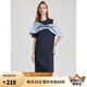 ELLE法式不對(duì)稱(chēng)披肩連衣裙女2025夏新款設(shè)計(jì)感氣質(zhì)寬松休閑T恤裙 寶藍(lán) S