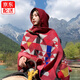 民族風帶帽斗篷大披肩流蘇邊空調(diào)房秋冬季兩用保暖女士旅游紅色大圍巾西藏海邊沙漠披肩毯拍照神器 酒紅色