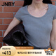 JNBY/江南布衣25夏新品T恤修身H型羅紋短袖女柔軟直筒5X5110090 072/中雜灰 M