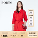 PORTS寶姿 新品 女裝簡(jiǎn)約翻領(lǐng)中長(zhǎng)款風(fēng)衣外套LN8T022HWB015 火焰紅-2 M (6)