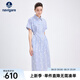 Navigare意大利小帆船女士連衣裙25夏季新款短袖襯衫長(zhǎng)裙氣質(zhì)減齡裙子女裝 克萊因藍(lán) XL