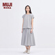 無印良品（MUJI） IDEE 女式 平紋 法國袖罩衫 短袖t恤上衣 女裝25年夏季 GA42CC5S 煙熏綠色 M （155/80A）