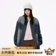 MMLG 87mm 牛仔襯衫女男秋季新款寬松百搭韓系復(fù)古情侶長袖上衣外套 牛仔深藍色 S