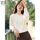 她享長(cháng)袖襯衫女木耳領(lǐng)襯衣氣質(zhì)立領(lǐng)白襯衣袖口刺繡小衫上衣女 T51S029