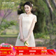 煙花燙中國風(fēng)連衣裙2025年夏新品復(fù)古a字年輕款小個子旗袍裙子 若末 香檳色 L