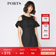 PORTS寶姿 新品女裝甜美荷葉邊裝飾提花連衣裙SA9D025GFQ036 黑色 S (4)