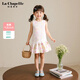 拉夏貝爾女童連衣裙夏裝2025新款寶寶碎花公主裙兒童夏季無(wú)袖裙子 粉色 130 建議身高121-130cm
