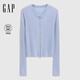 GAP女裝春款圓領(lǐng)雙頭拉鏈毛衣開(kāi)衫合身百搭短上衣793622 淺藍色 S (160/84A) 亞洲尺碼