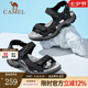 駱駝（CAMEL） 夏季新款男鞋魔術(shù)貼沙灘鞋防滑耐磨外穿運動休閑涼鞋 黑色 40