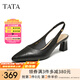 他她（TATA）復(fù)古高跟鞋包頭涼鞋女羊皮粗跟單鞋2025夏季新款USN01BH5 黑色 37