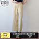 Teenie Weenie小熊女裝春裝簡(jiǎn)約松緊高腰休閑直筒褲垂順長(zhǎng)褲子 卡其色 S (160)