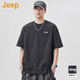 吉普（JEEP）美國(guó)正品高端潮牌短袖t恤男士夏季新款休閑寬松純棉運(yùn)動(dòng)圓領(lǐng)上衣 灰色 【國(guó)際大牌】 L 【推薦體重120-140斤】