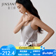 金三塔真絲吊帶桑蠶絲barin打底衫女帶胸墊舒適內(nèi)搭吊帶背心 月光灰 L