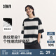 森馬（Semir）短袖T恤男暈染條紋情侶裝夏季半袖上衣oversize無性別個(gè)性潮 黑白色調(diào)00391 S